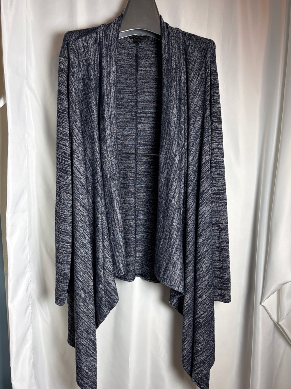 Banana Republic Women's Draped Open Long Sleeve Cardigan Sweater Marled Gray Med